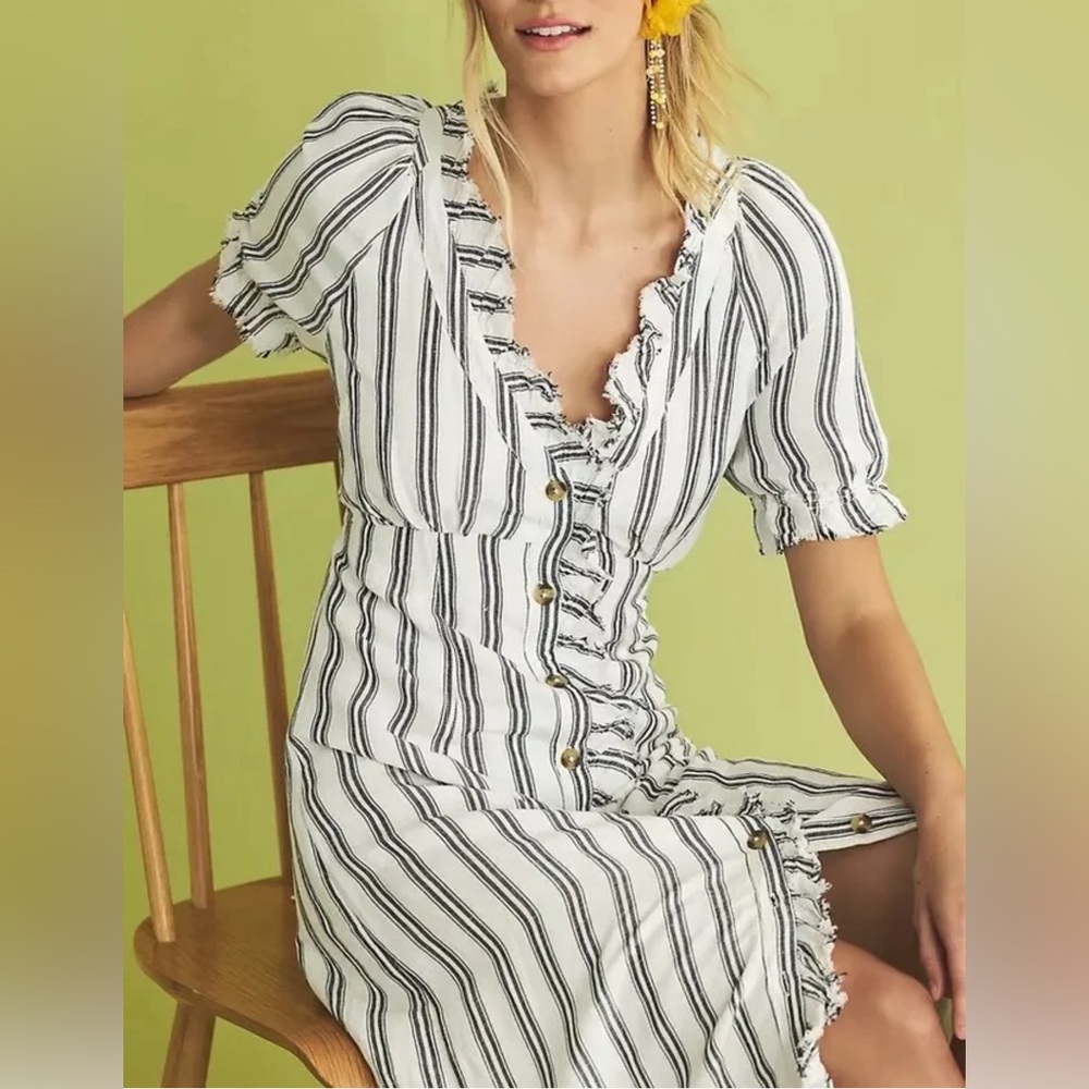 Anthropologie Pilcro Ruffle-Collar Buttondown Dress Size 2